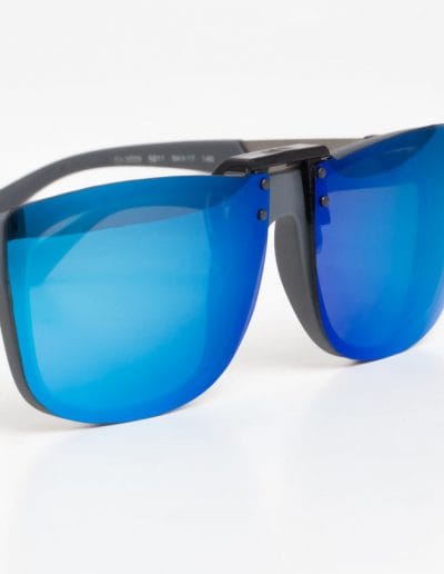 blue clipons sunglasses