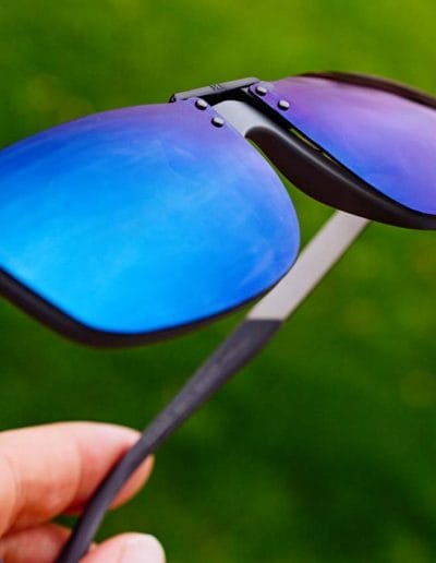 blue clipons sunglasses