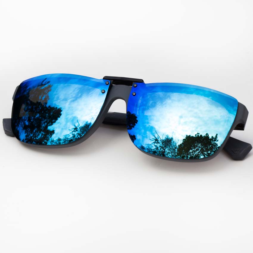 Blue Mirrored Clip On Sunglasses by The Clip-On Guys - Custom Clipons
